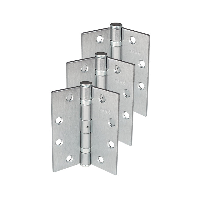 MAAX H161BB-4540 NRP Ball Bearing Non-Removable Pin Hinges – 4 1/2” X 4” – Satin Chrome (Set of 3)