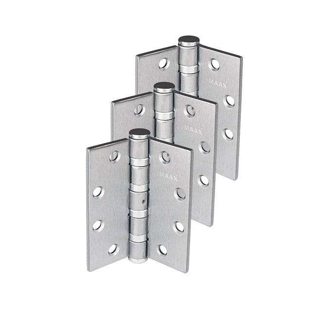 MAAX H169BB-4540 NRP Heavy Weight Non-Removable Pin Hinges – 4 1/2” X 4” – Satin Chrome (Set of 3)