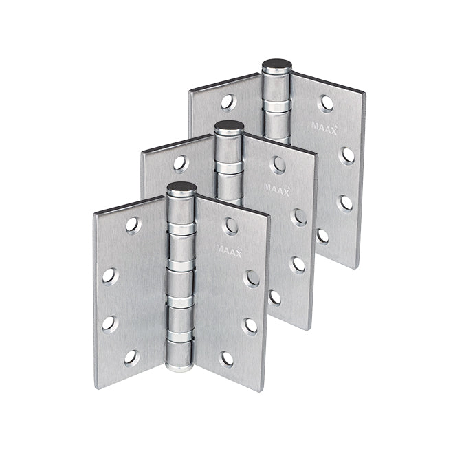 MAAX H169BB-4545 Heavy Weight Hinges – 4 1/2” X 4 1/2” – Satin Chrome (Set of 3)